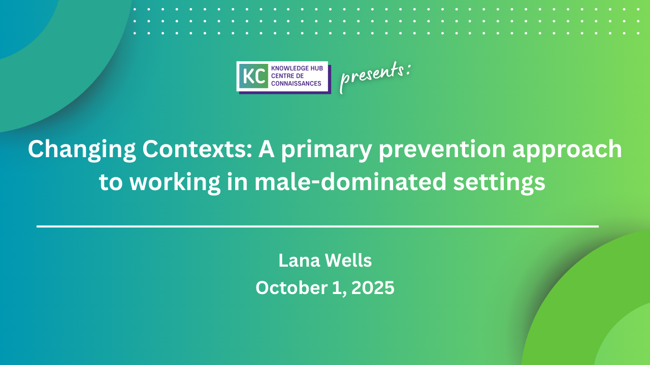 Changing Contexts: A primary prevention approach to working in male-dominated settings 